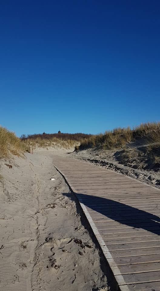 Hölzerner Bohlenweg durch die Dünen zum Strand