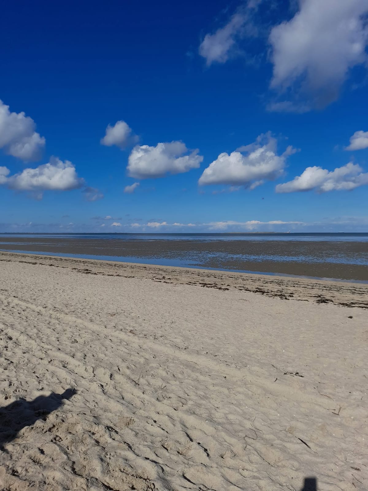 Sandstrand mit Blick über das Wattenmeer bei Niedrigwasser